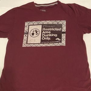 Maroon Nike Air Baketball Shirt “ Restricted Area Dunking Only.”